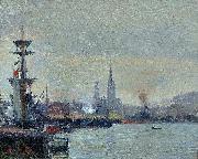 Joseph Delattre Le Port de Rouen France oil painting artist
